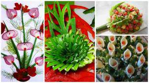 Как украсить салат цветочными композициями