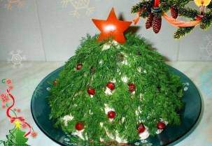 Салат &laquo;Новогодняя елочка&raquo; из куриного филе с овощами